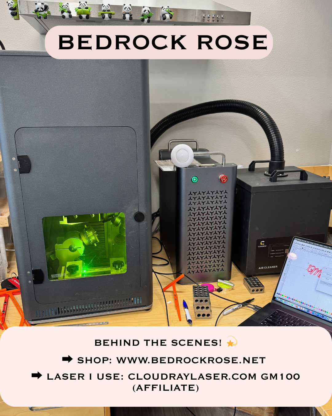 Bedrock Rose Cloudray Fiber Laser Behind the Scenes Setup