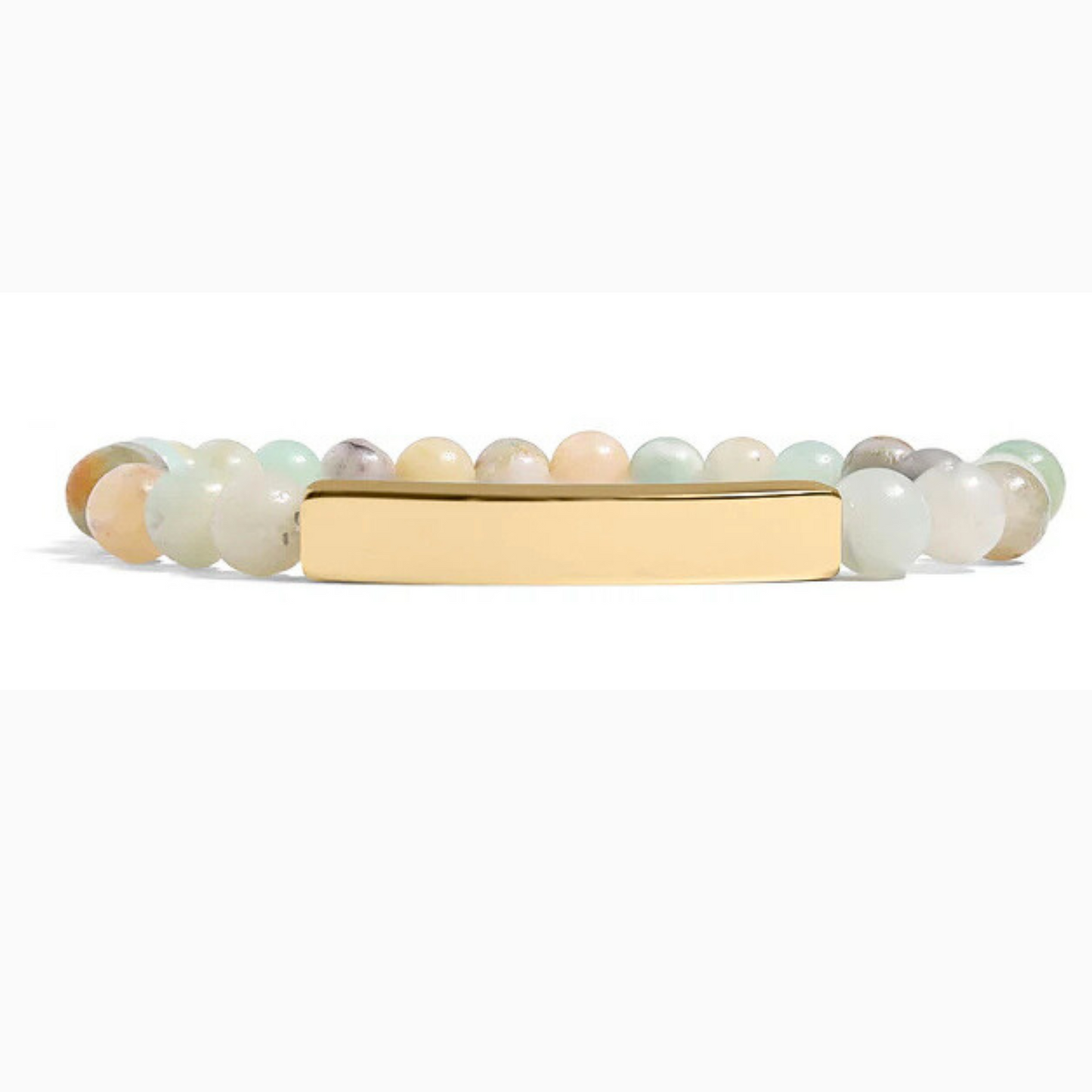 Personalizable Natural Stone Engravable Stretch Curved Bar Bracelet