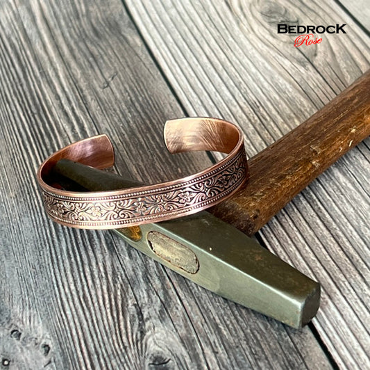 Highly Polished Scrollwork Copper Cuff, Intricate scrollwork texture, copper bracelet, Arthritis Copper, gift for her