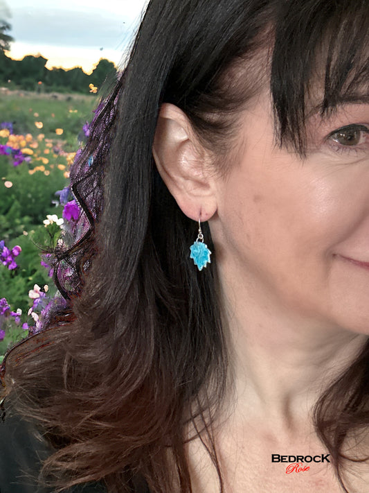 Powder Blue On Silver Swirl Dangling Earrings, Handcrafted Jewelry