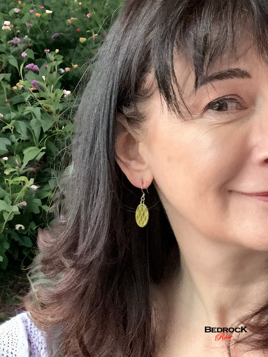 Black Diamonds Yellow Oval Dangling Earrings, Sweater weather earrings, Gift for Her,