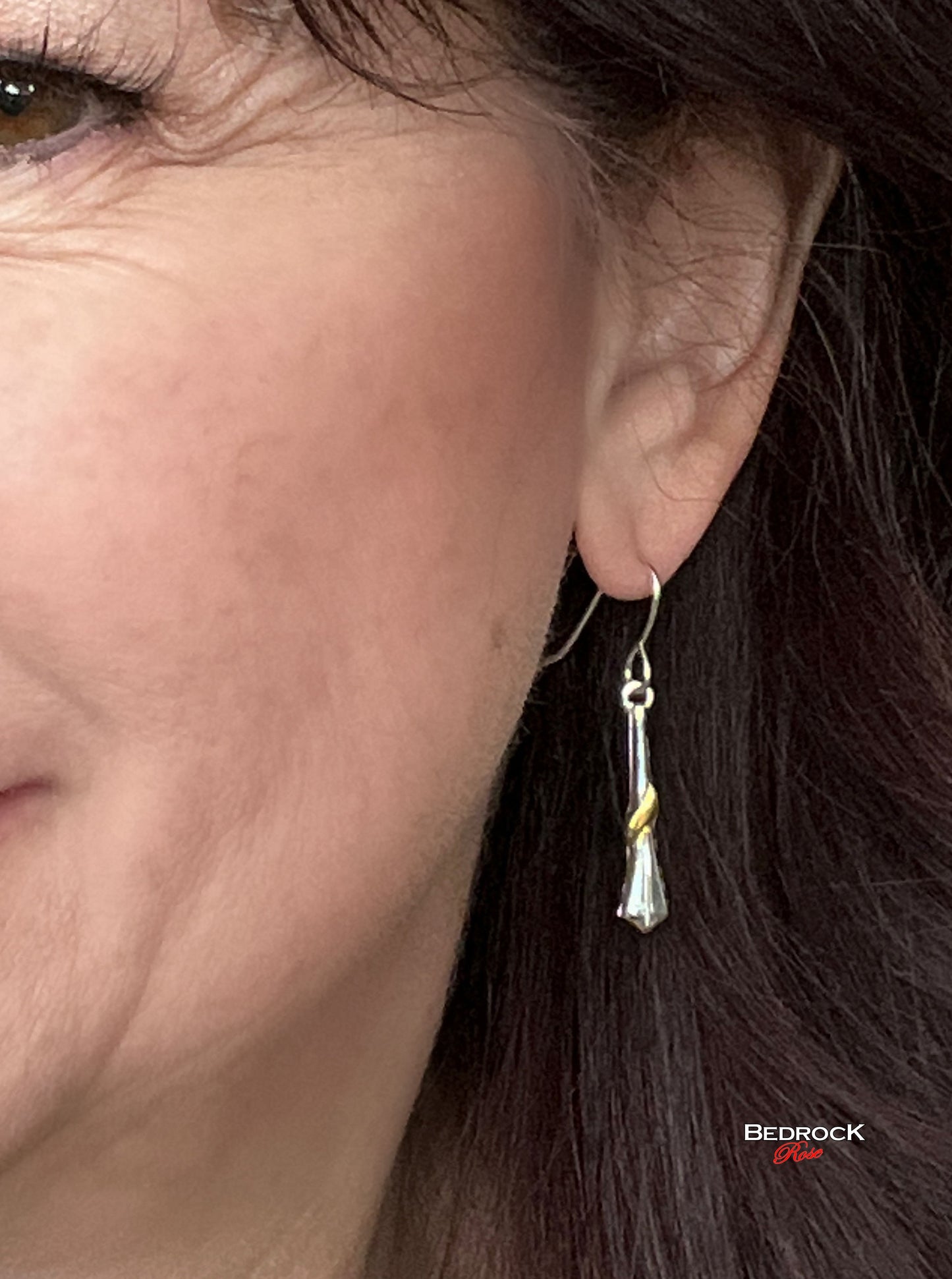 Sterling Silver and 24K Gold Dangling Teardrop Earrings, Glamorous Silver and Gold Earrings, Gift for Her, Classy Silver and Gold Dangle Earrings. Fine Jewelry.