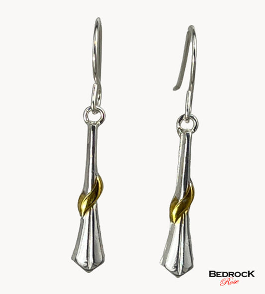 Sterling Silver and 24K Gold Dangling Teardrop Earrings, Glamorous Silver and Gold Earrings, Gift for Her, Classy Silver and Gold Dangle Earrings. Fine Jewelry.