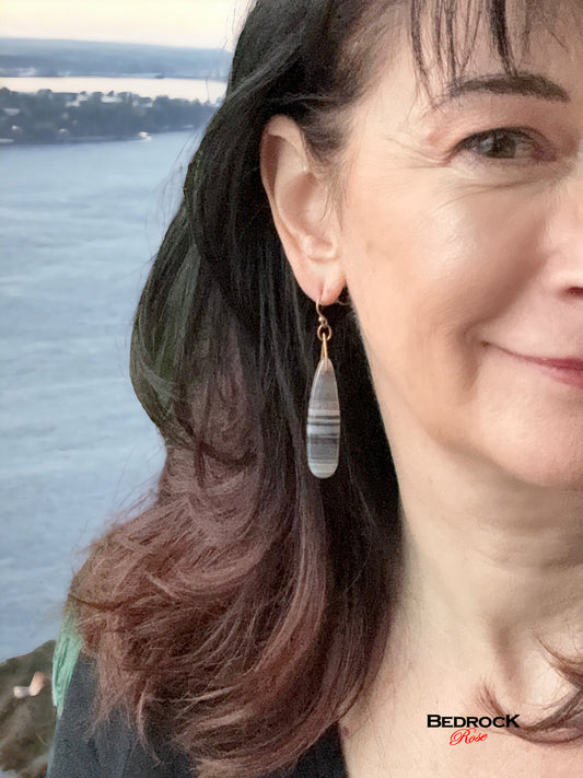 Botswana Agate Dangling Earrings, Botswana Courage Stone Jewelry, Gemstone Earrings, Healing Properties, Birthday Gift