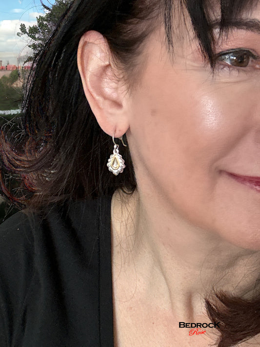 Charming Silver and Gold Chandelier Earrings, Silver and Gold Chandelier Dangling Earrings, Petite dangling earrings, gift for her