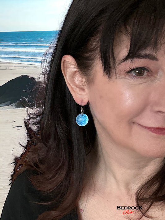 Nature-inspired accessories, whimsical fashion earrings, delicate grape design, sky blue earrings, playful grape motifs, eye-catching patterns, statement earrings, handmade jewelry