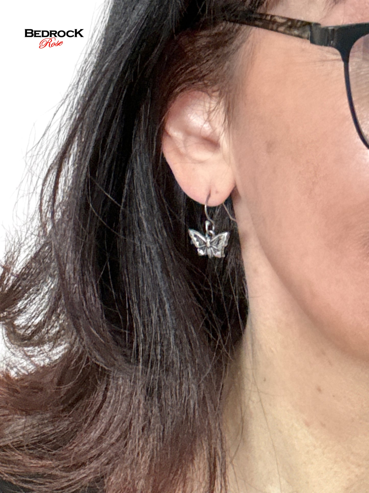 Dainty Silver Butterfly dangling earrings; symbol of rebirth, hope, and change, Handmade jewelry, gift for her