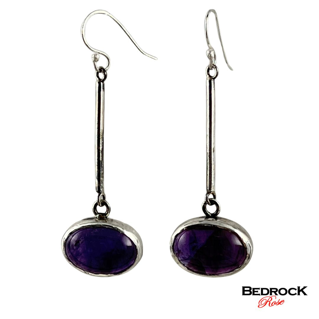 Amethyst earrings, dangle earrings, February birthstone jewelry, luxury dangle earrings, pop of color accessories, contemporary gemstone accessories, handcrafted jewelry, birthstone jewlery