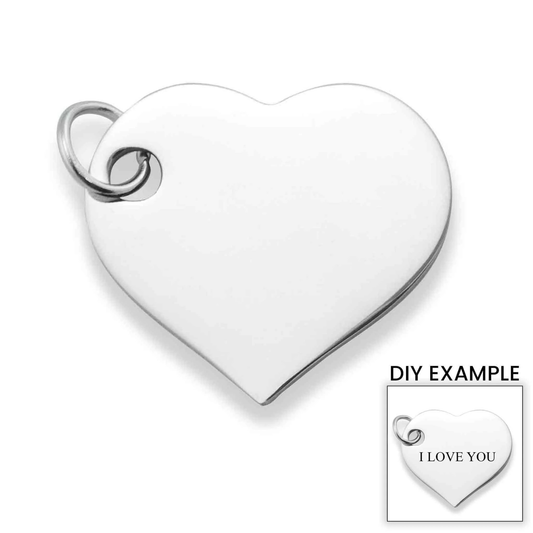 Personalized, engravable silver heart pendant, custom jewelry