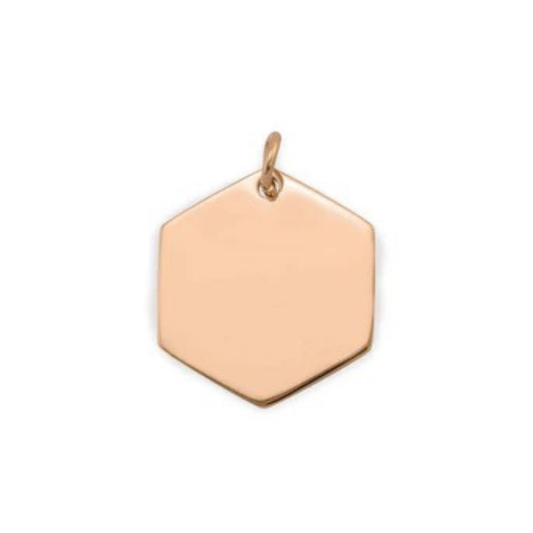 Personalized Engravable Mini Rose Gold Hexagon Pendant