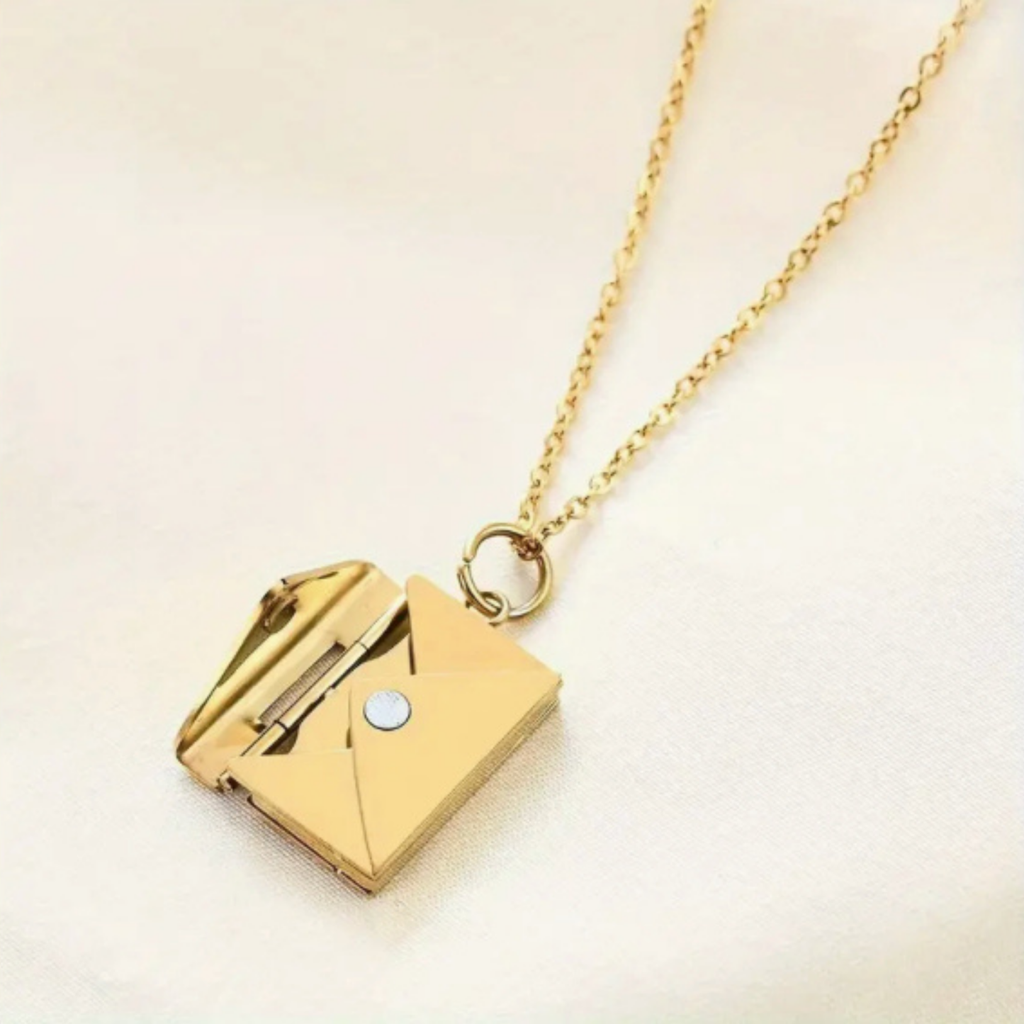Gold envelope with insert personalizable necklace, gift for lover