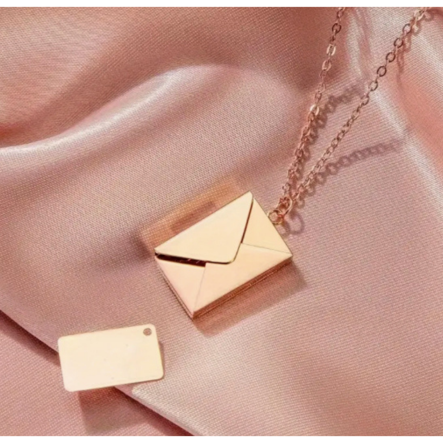 Gold envelope with insert personalizable necklace, gift for lover