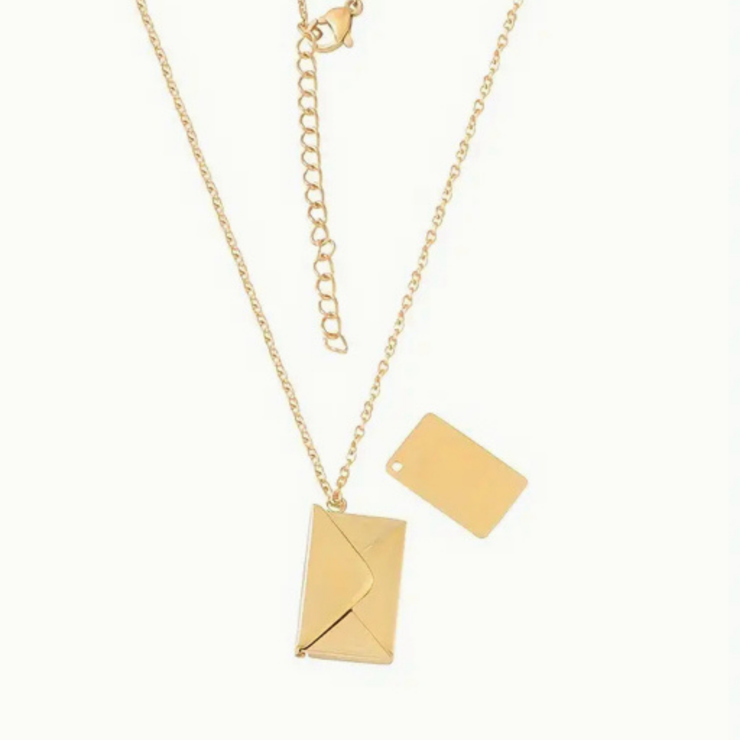Gold envelope with insert personalizable necklace, gift for lover
