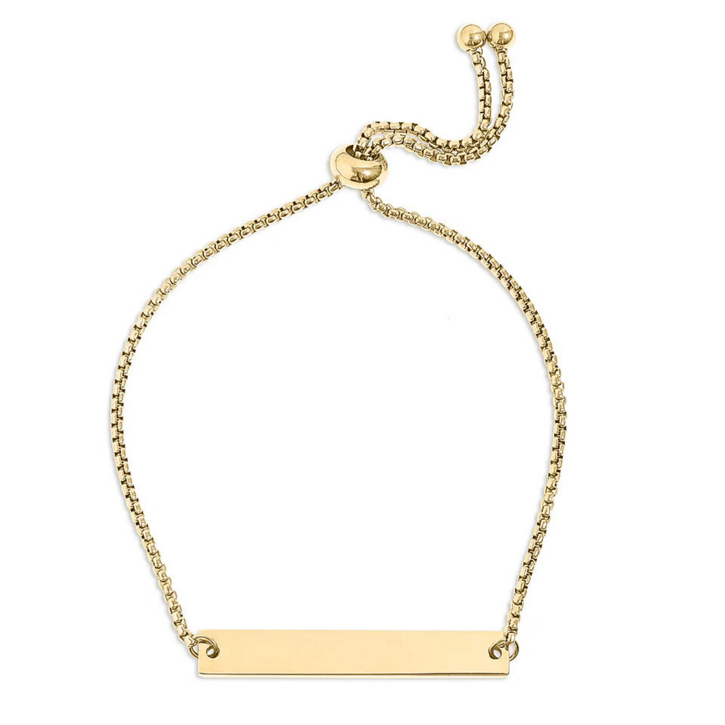 Gold adjustable bar bracelet, engravable
