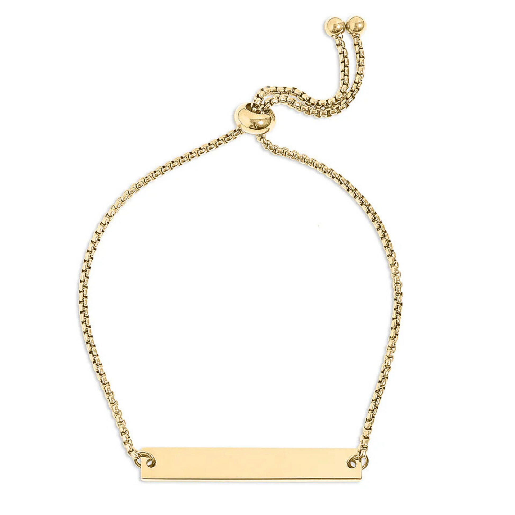 Gold adjustable bar bracelet, engravable
