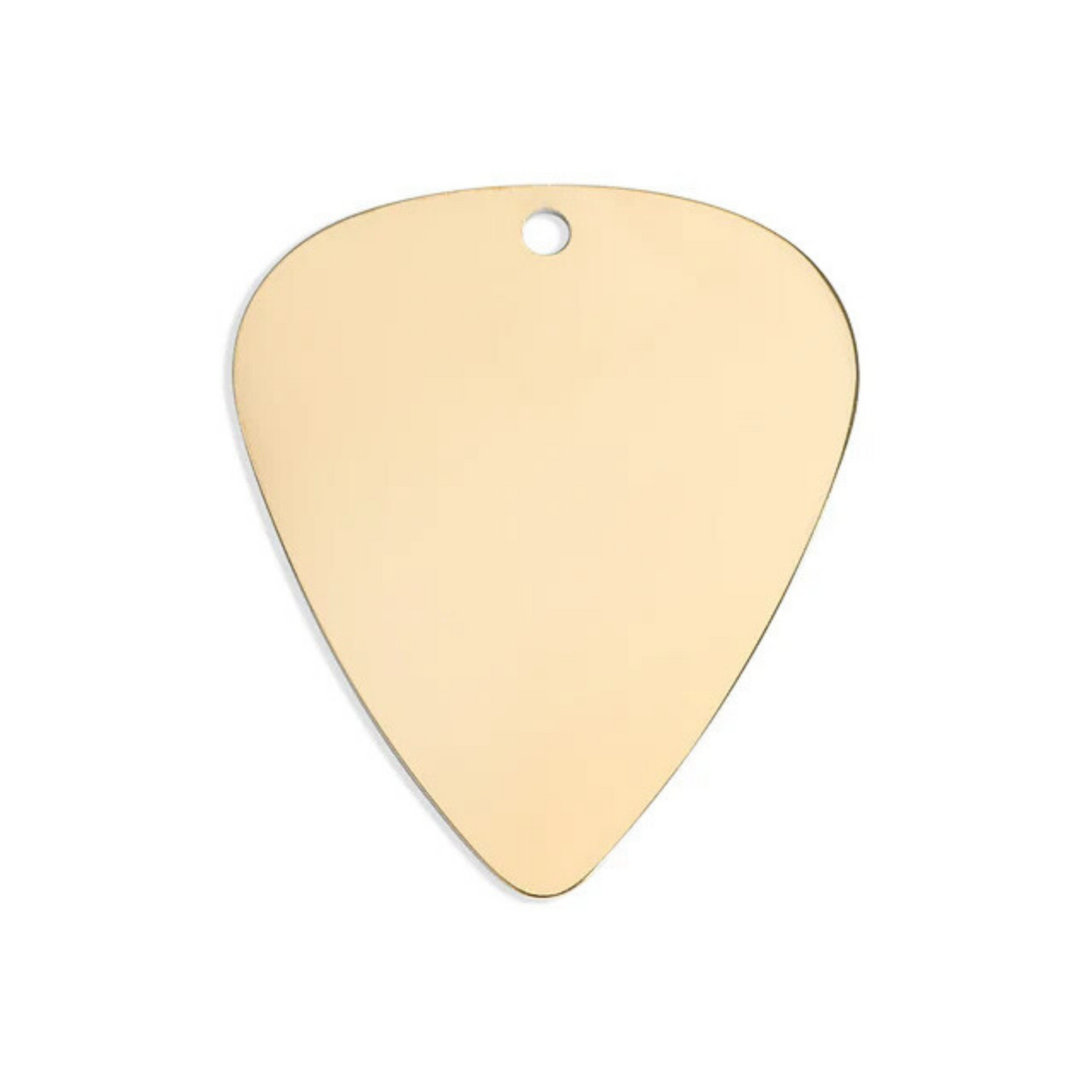 Gold guitar pick pendant, music lover jewelry, engravable personalizable necklace