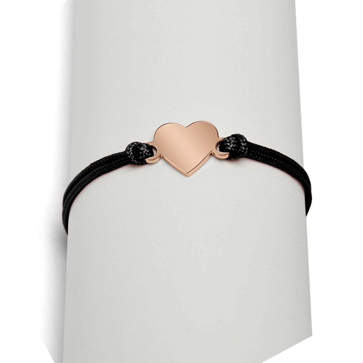 Rose Gold corded friendship bracelet with heart charm engravable