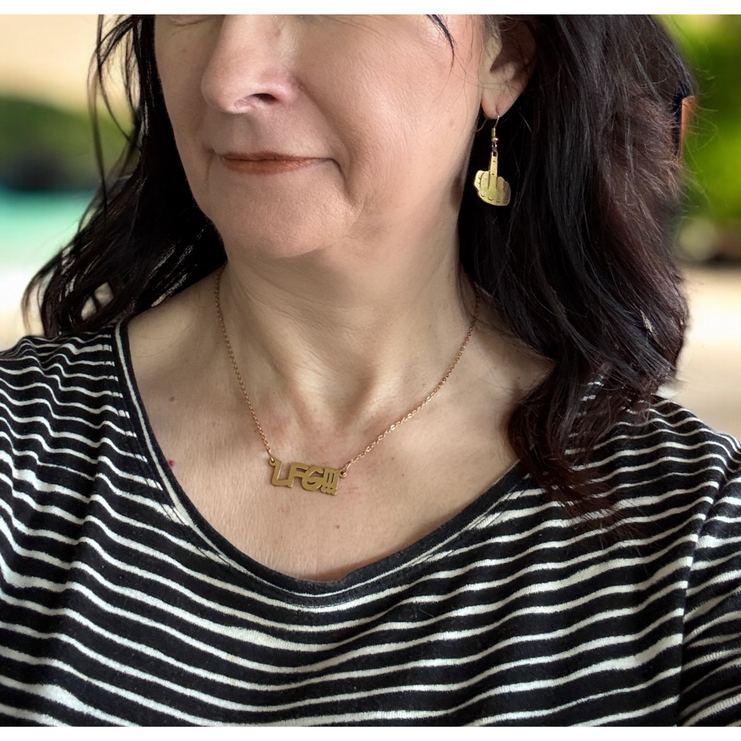 Edgy gold middle finger dangling earrings, 24k gold-plated precision laser cut, jewelry with attitude, flipping the bird earrings, birthday gift, bachelorette jewelry, breakup jewelry, screw jewelry