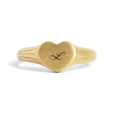 Personalized Gold Heart Signet Ring
