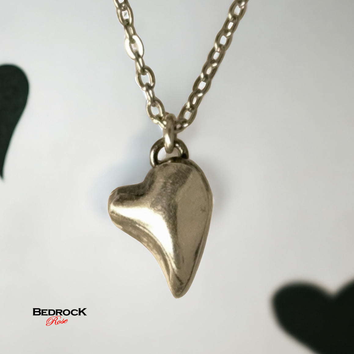 Silver Puffy Heart Pendant, Love Heart Necklace, Valentines Gift for Her