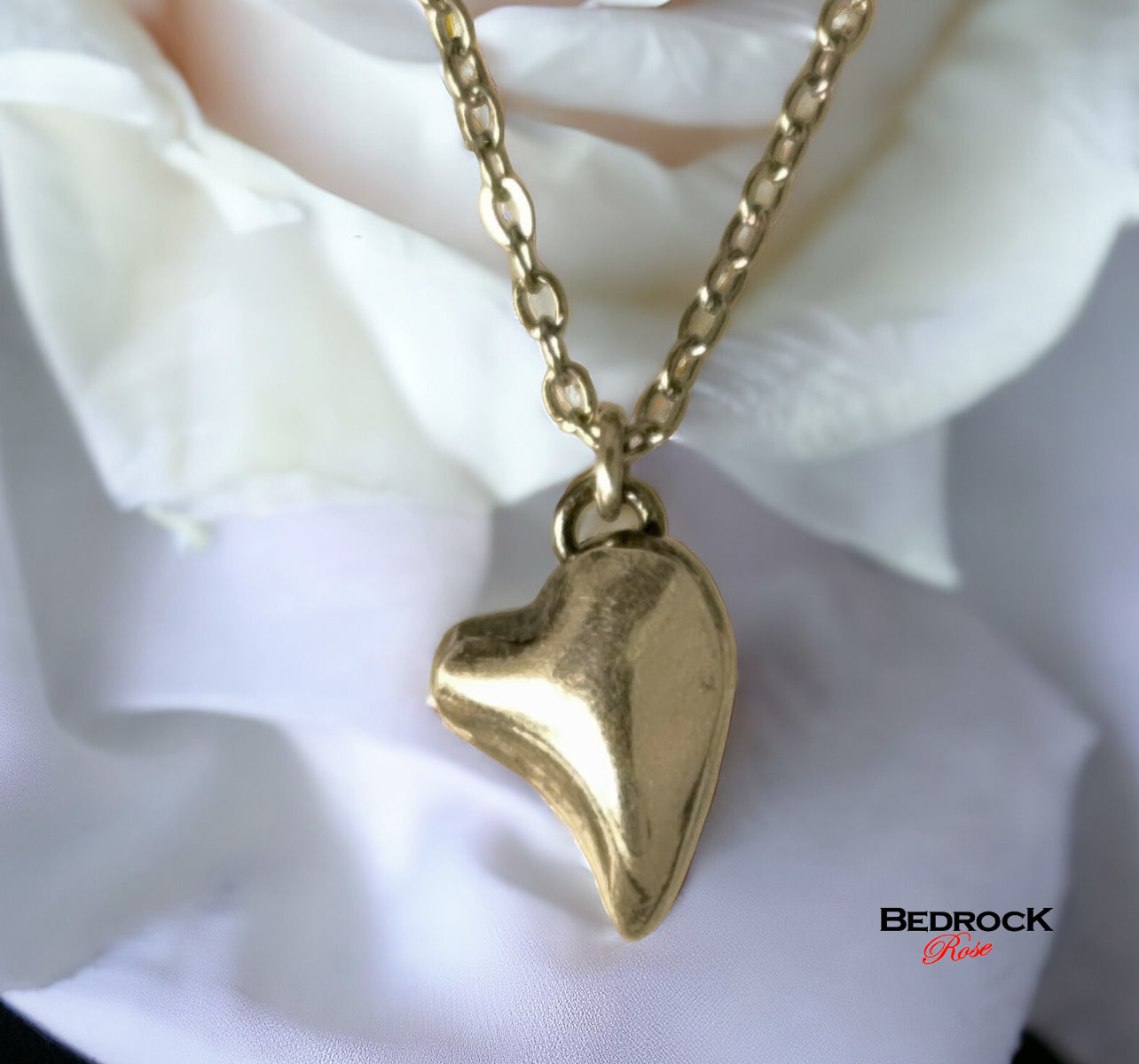 Silver Puffy Heart Pendant, Love Heart Necklace, Valentines Gift for Her