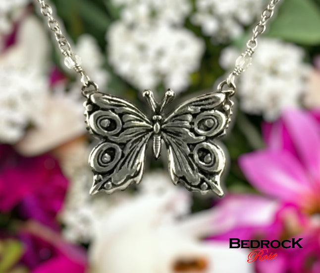 Beautiful Fine Silver Butterfly Pendant Necklace, Nature-Inspired Jewelry