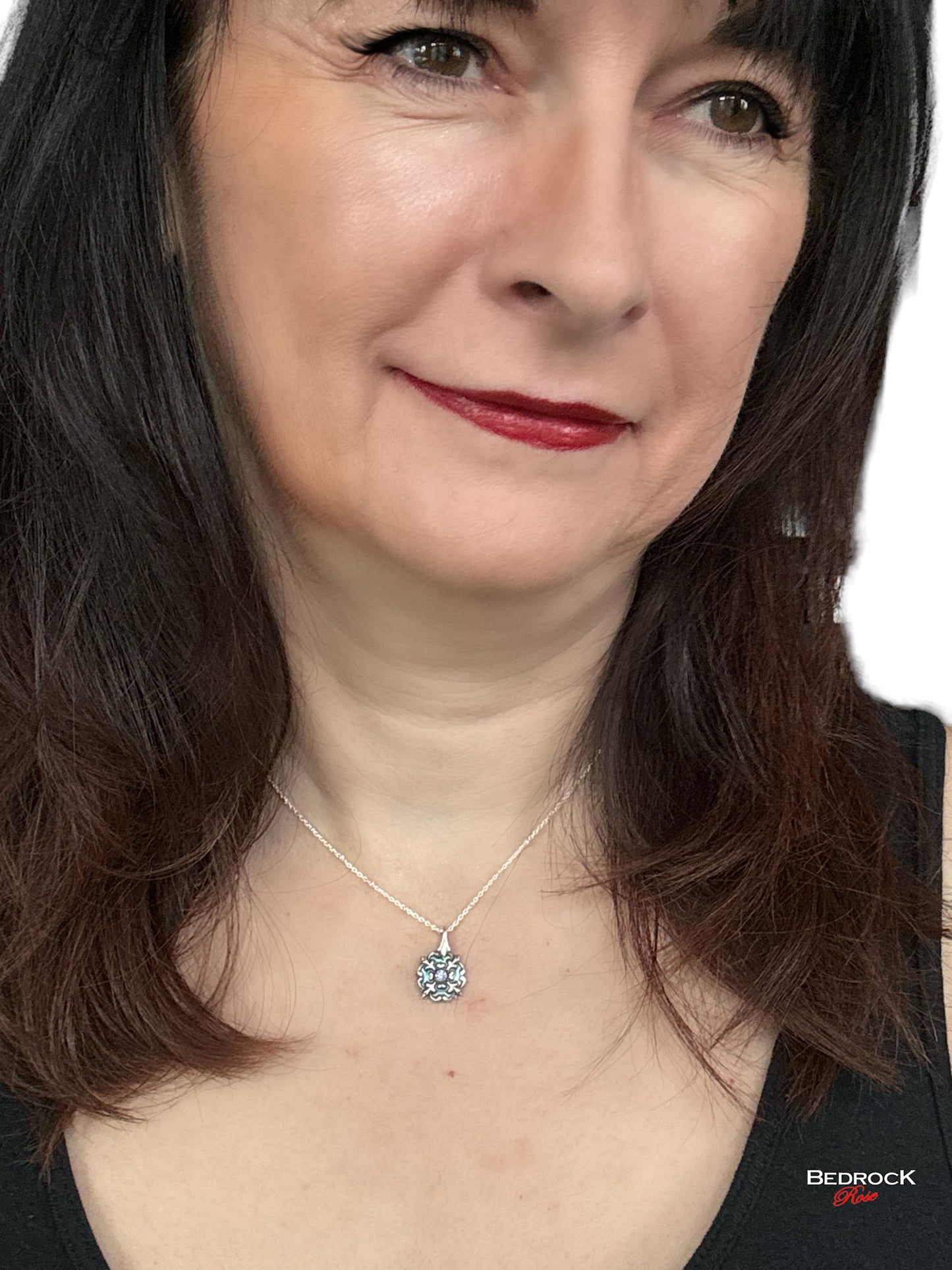 Petite elegant silver flourish pendant with tanzanite gemstone, sterling satellite chain, art nouveau jewelry, gift for her, romantic style necklace
