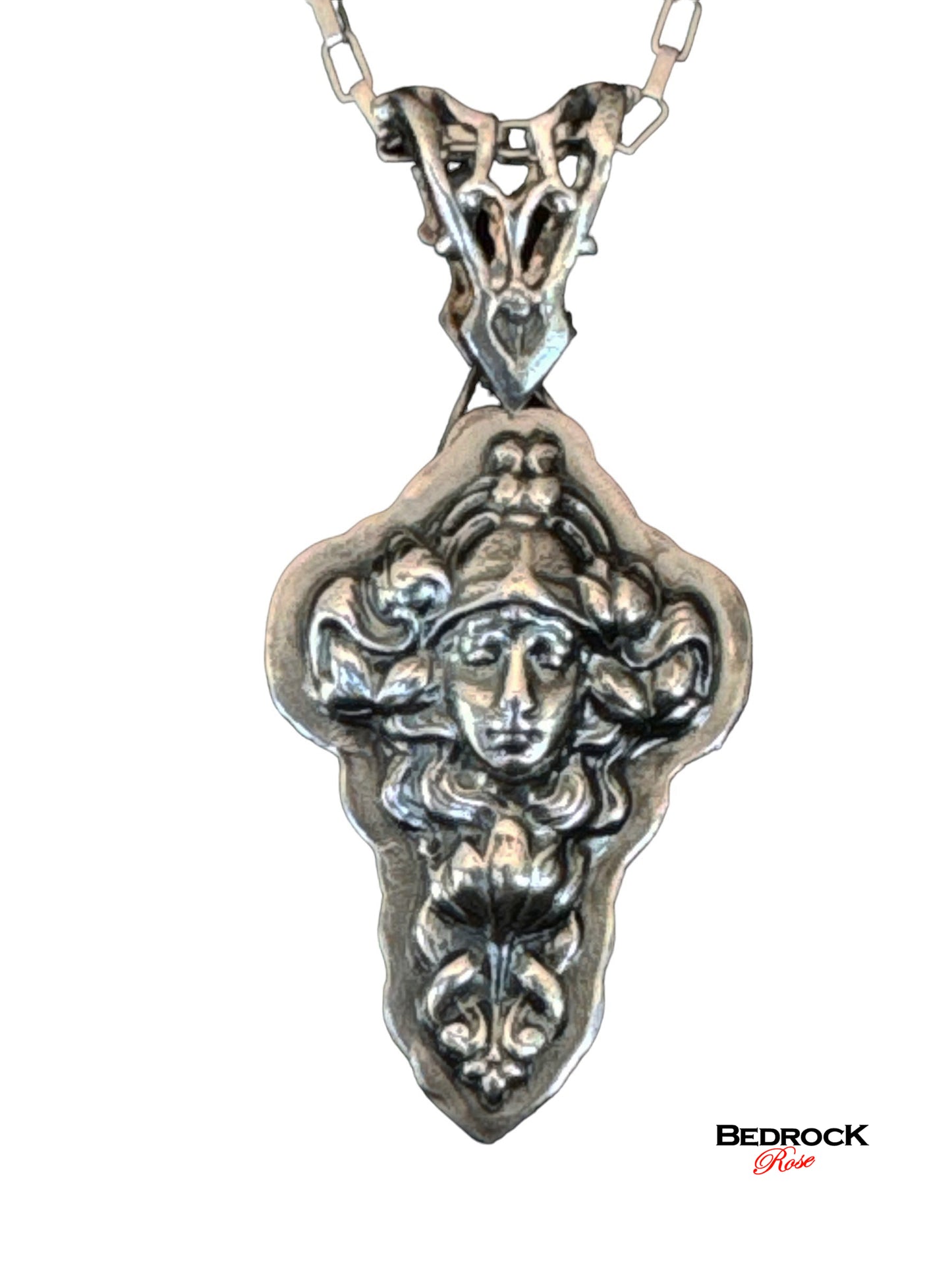 Sterling Silver Art Nouveau Lady Pendant | Heirloom Quality Necklace