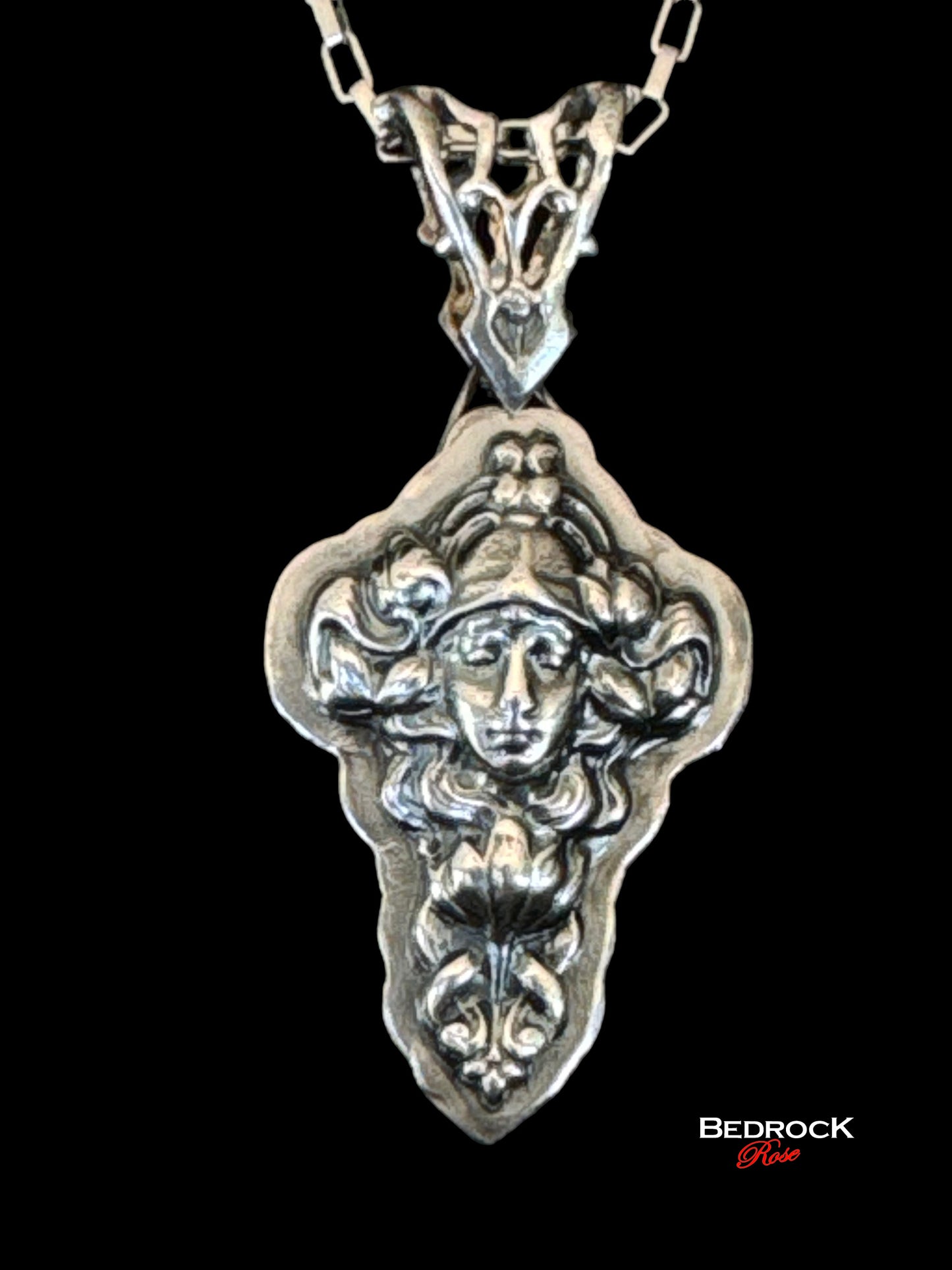 Sterling Silver Art Nouveau Lady Pendant | Heirloom Quality Necklace