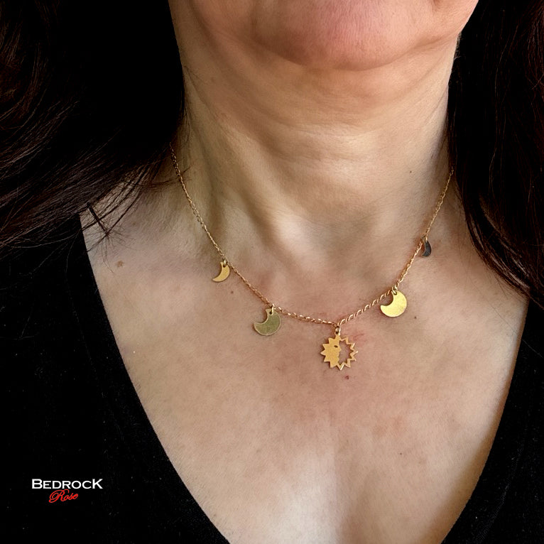 Gold-Fill Moon Phases Necklace Pendant – Bedrock Rose