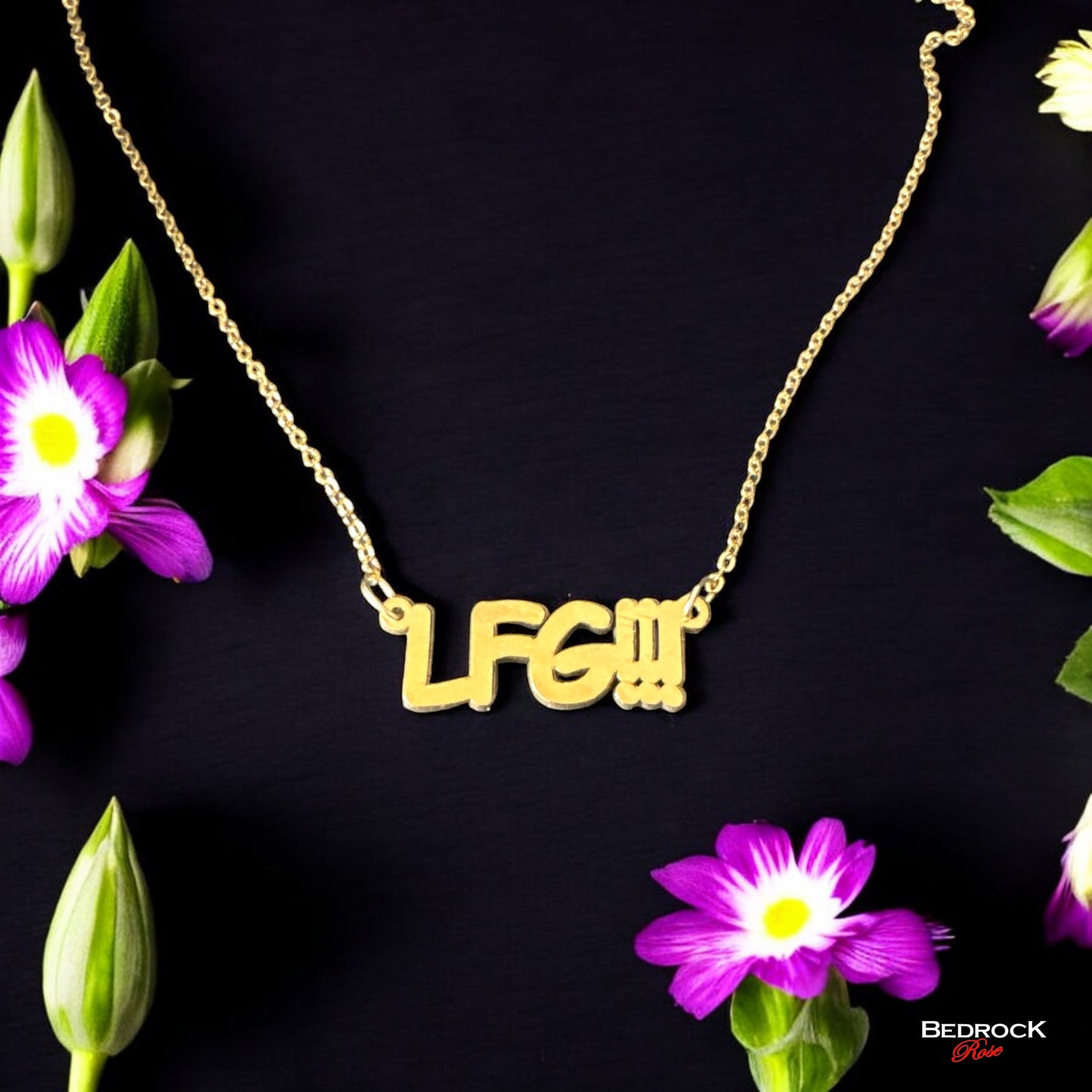 Gold Necklace LFG engraved, Let's Freaking Go, Megan Rapinoe, Kamala Harris for President, Answer the Call, Democracy jewelry, coconut tree story, Gift for Patriotic women, Vote