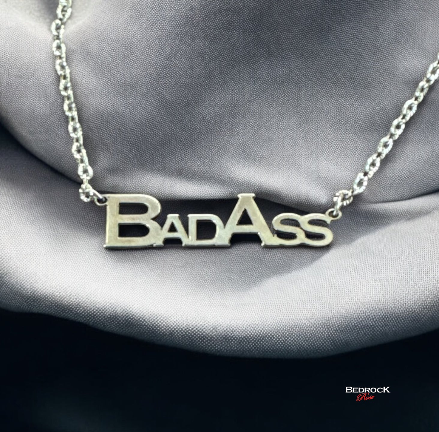 Sterling Silver Bad Ass Necklace, Laser cut Pendant, Jewelry with attitude, edgy statement piece, gift for bold women
