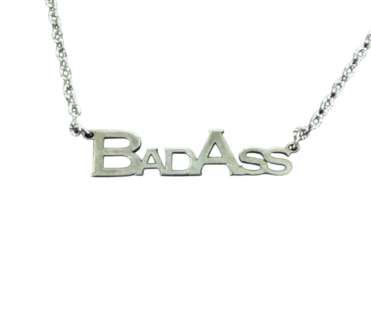 Sterling Silver Bad Ass Necklace, Laser cut Pendant, Jewelry with attitude, edgy statement piece, gift for bold women