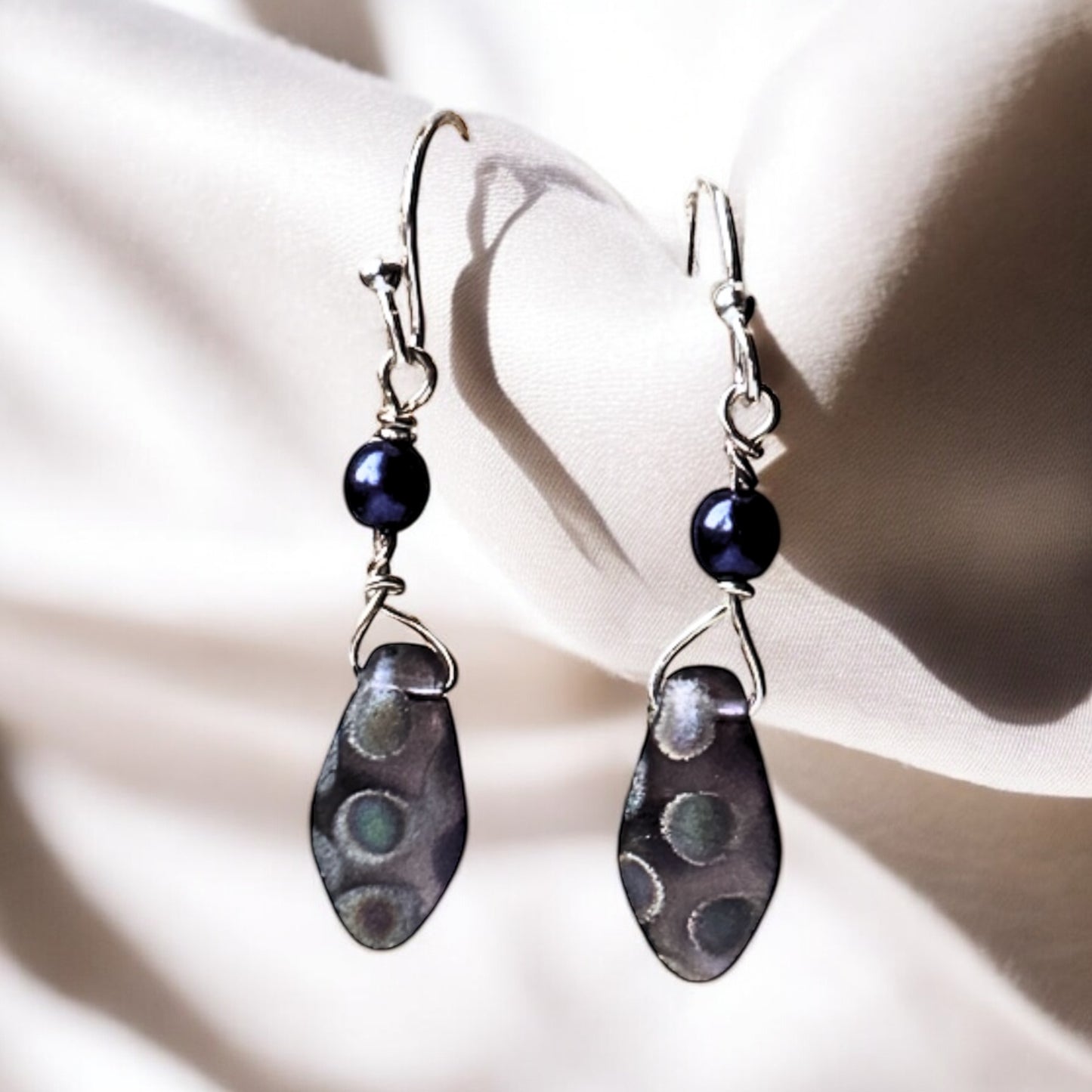 Purple Spotted Dangling Earrings