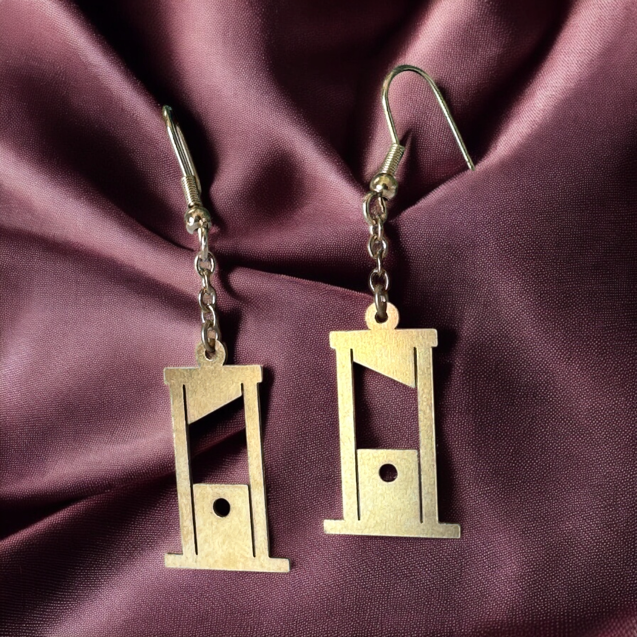 Cutting Edge Gold Guillotine Dangling Earrings | Jewelry with Attitude