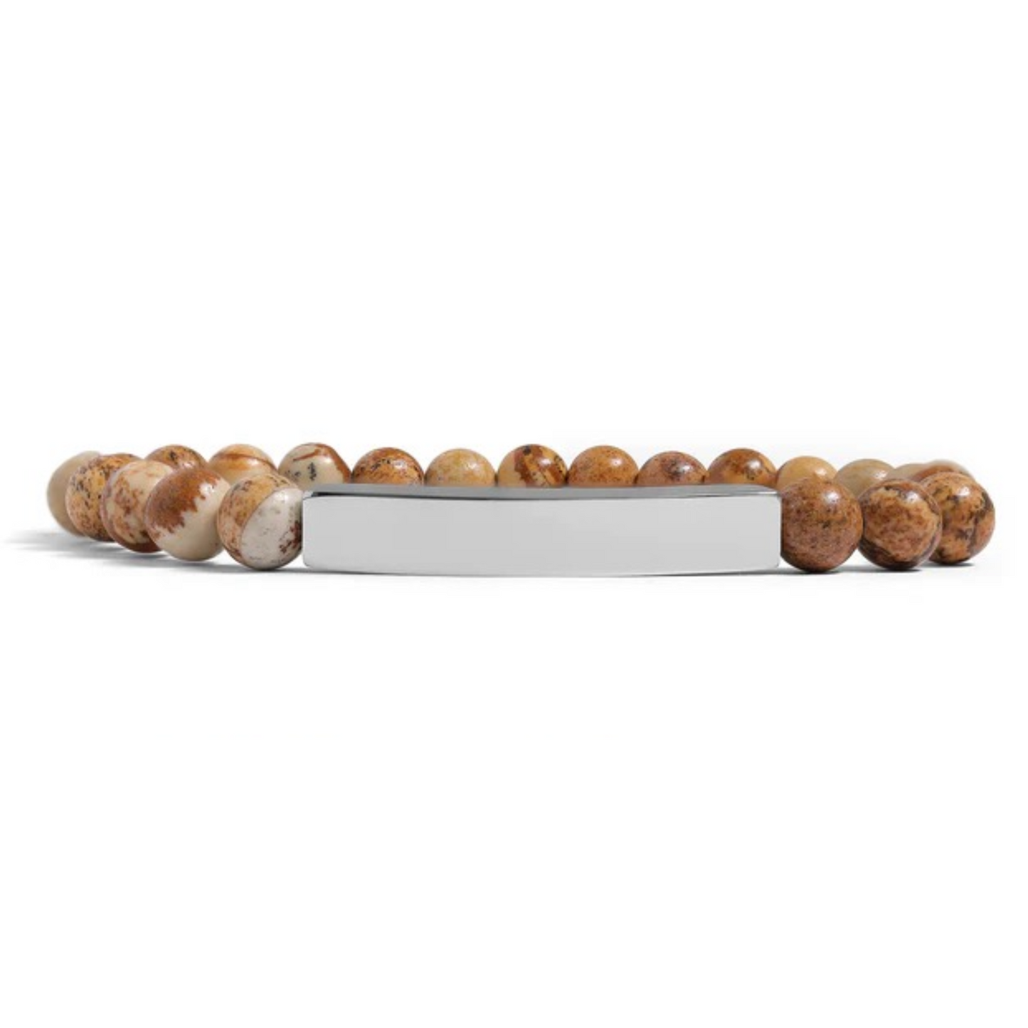 Gold Picture Jasper Bracelet Curved Bar Personalized engravable