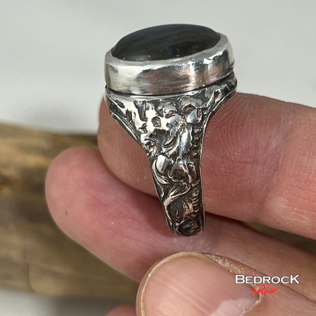 Sterling Silver Labradorite Statement Ring, Chimera Fire Breathing Dragon Ring, Chimera Lion Serpent Ring, Flashy labradorite ring, Statement Ring, Rings for Him, Ring for Her, Gift for Him, Gift for Her