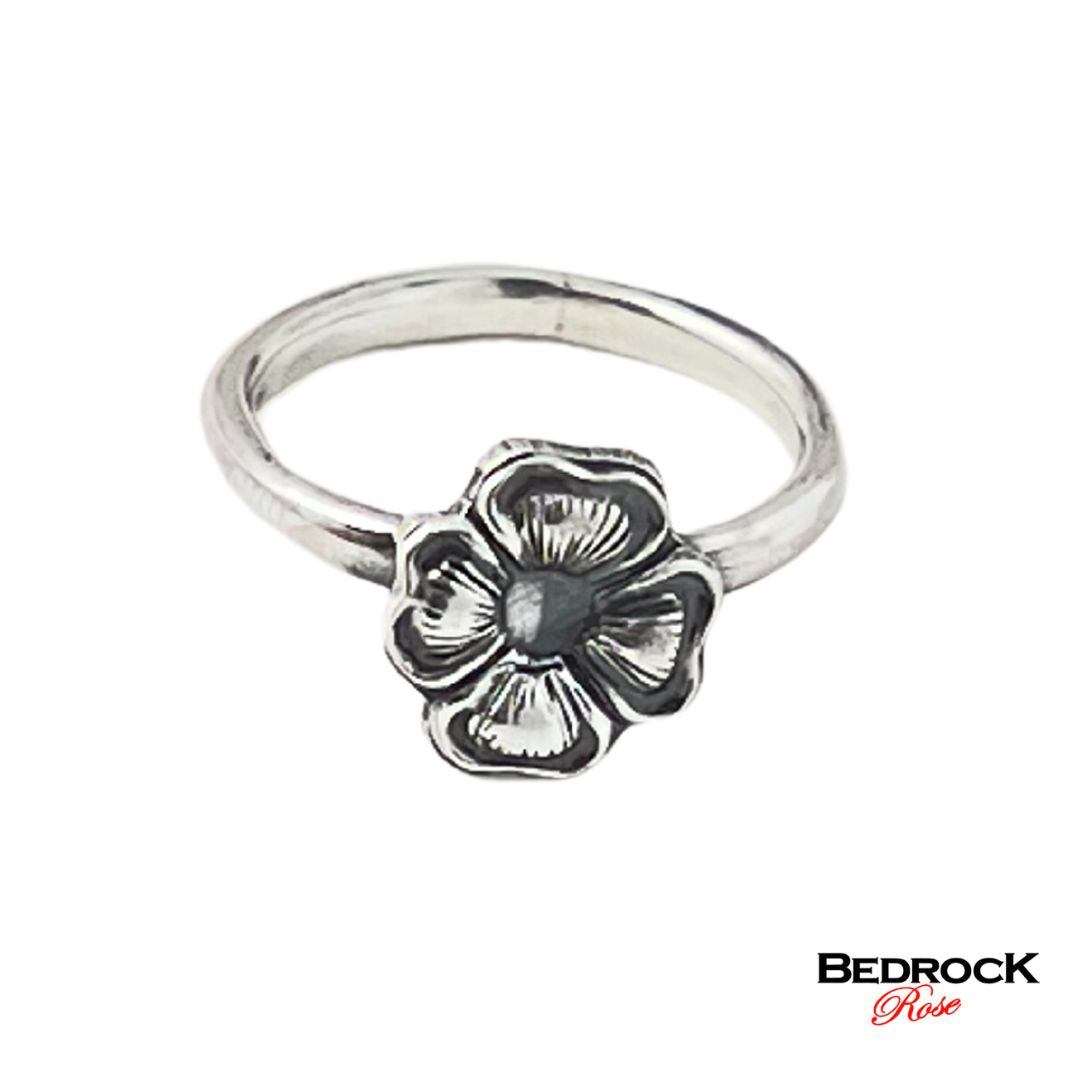 Sterling Silver Primrose Blossom Ring, Four Petal Ring, Dainty Flower Ring, Floral Jewelry