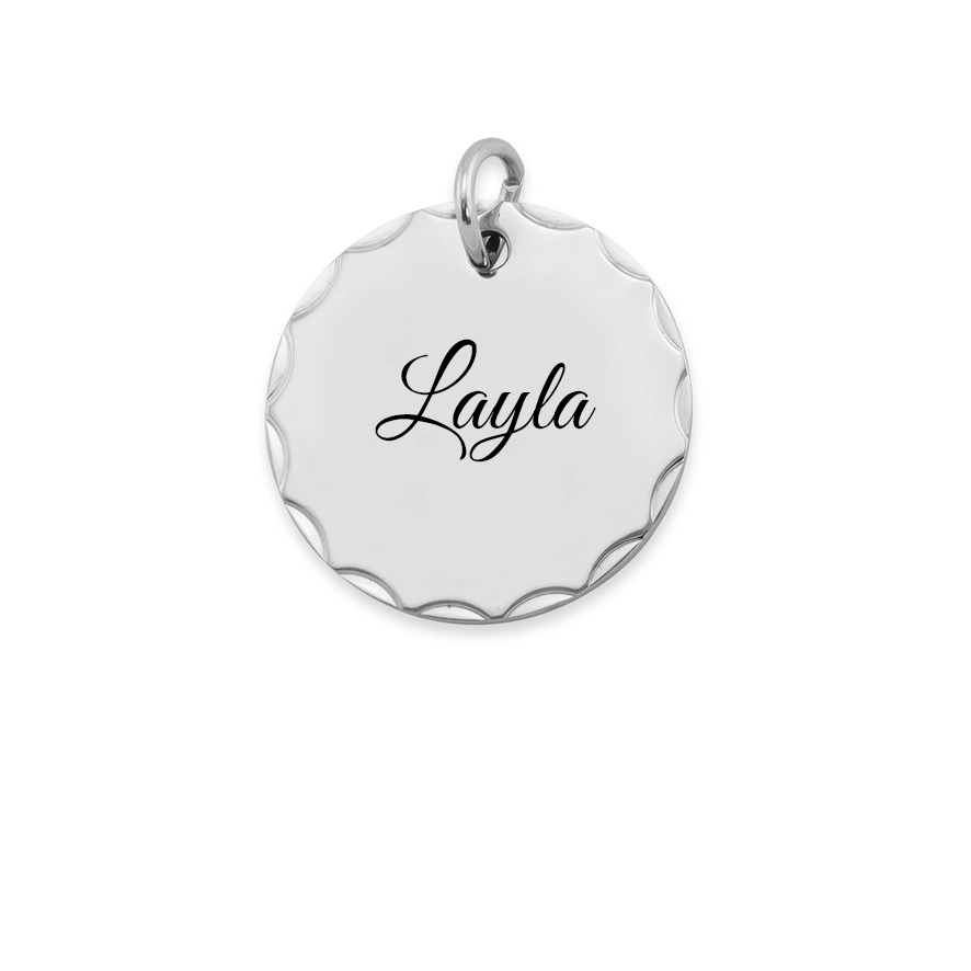 Personalized Scalloped Round Pendant