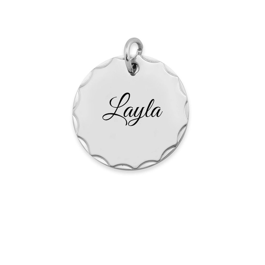 Personalized Scalloped Round Pendant