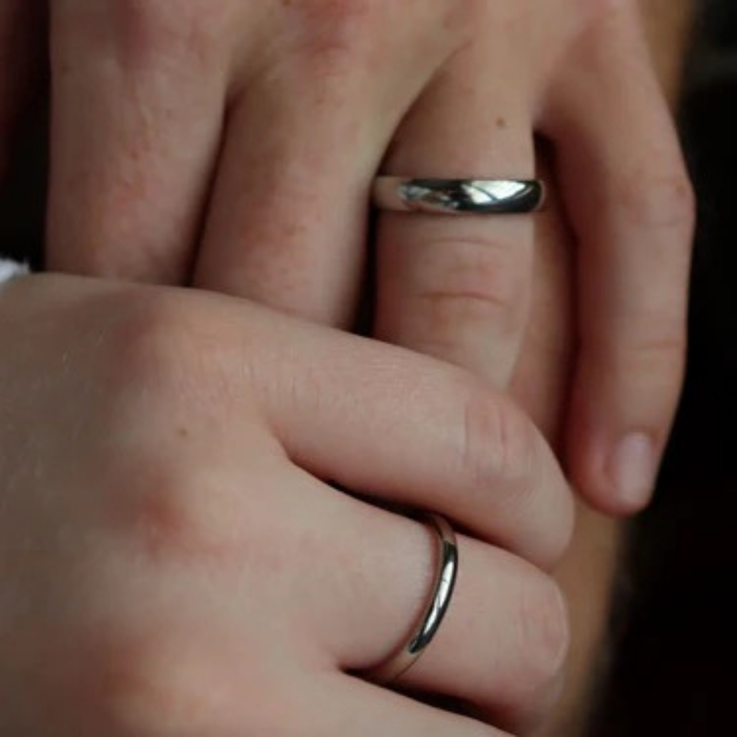 Silver rounded ring band, stainless steel, engravable, personalizable, custom jewelry, gift for him or her on model