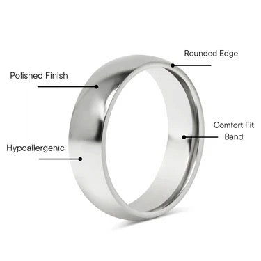 Personalized Highly Polished Rounded Stainless Steel Ring 4 mm wide