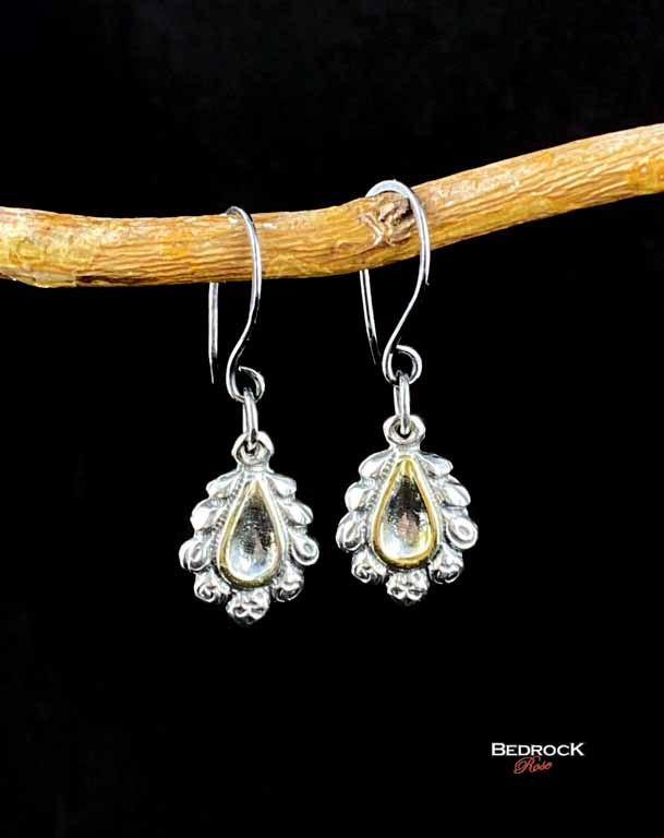 Silver and Gold Dainty Chandelier Dangling Earrings Bedrock Rose