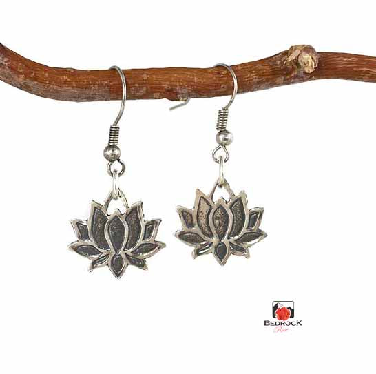 Kamala (Lotus) Sterling Silver Earrings, Spiritual earrings, Floral jewelry, Zen earrings, Calming lotus earrings, Bedrock Rose