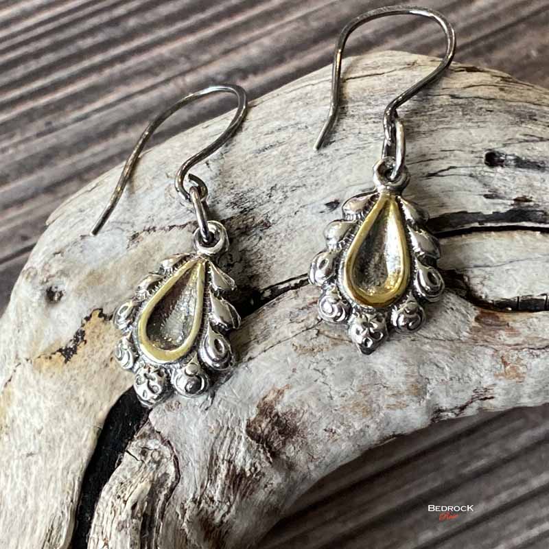 Silver and Gold Dainty Chandelier Dangling Earrings Bedrock Rose