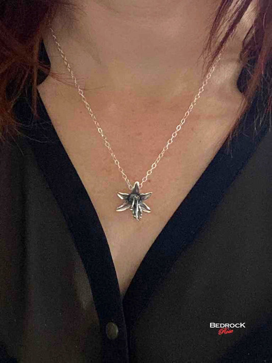 Fine Silver Orchid Pendant, Floral Necklace, Gift for Garden Lover