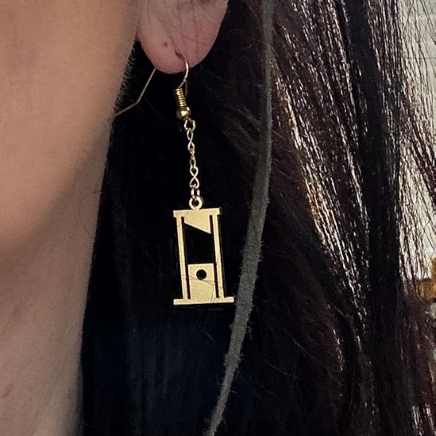Cutting Edge Gold Guillotine Dangling Earrings | Jewelry with Attitude