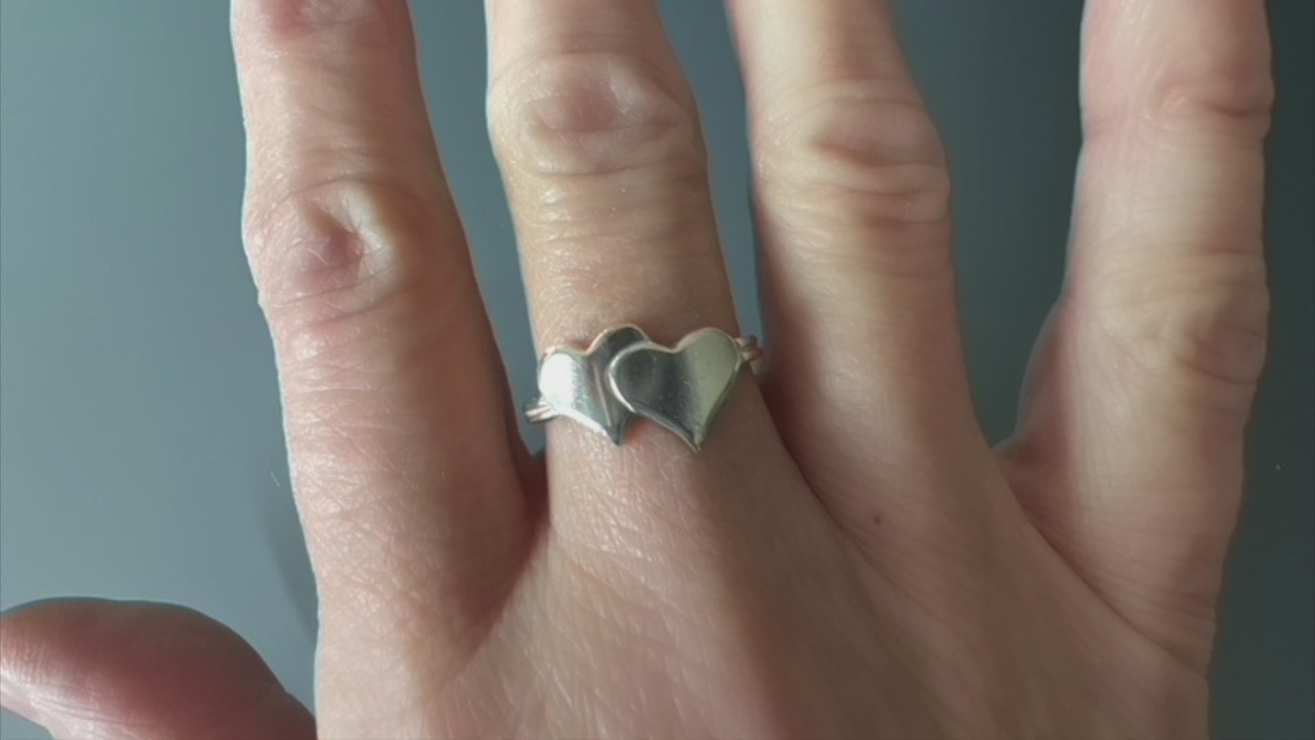 2 Hearts Silver Ring, Love jewelry, valentines gift, gift for her,
