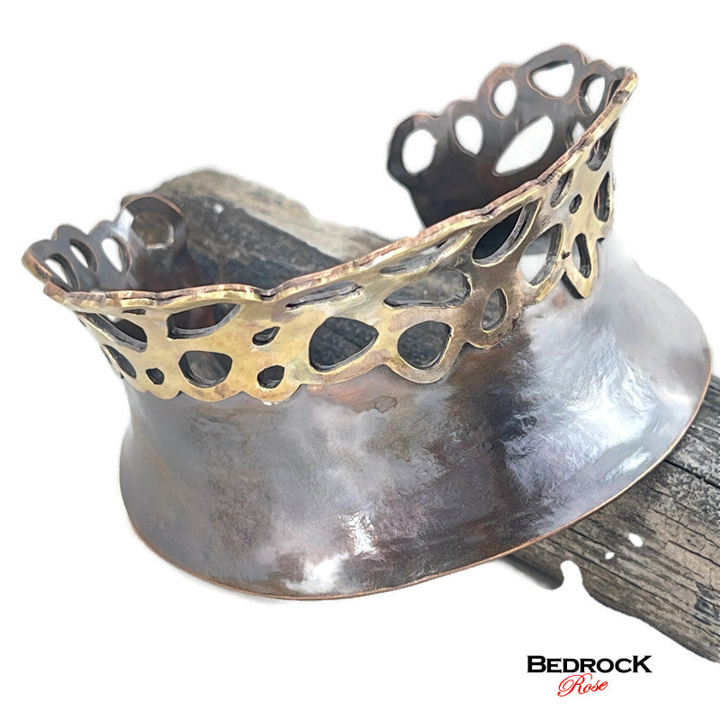 Brass and Copper Pierced Cuff