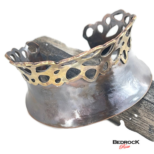 Brass and Copper Pierced Cuff